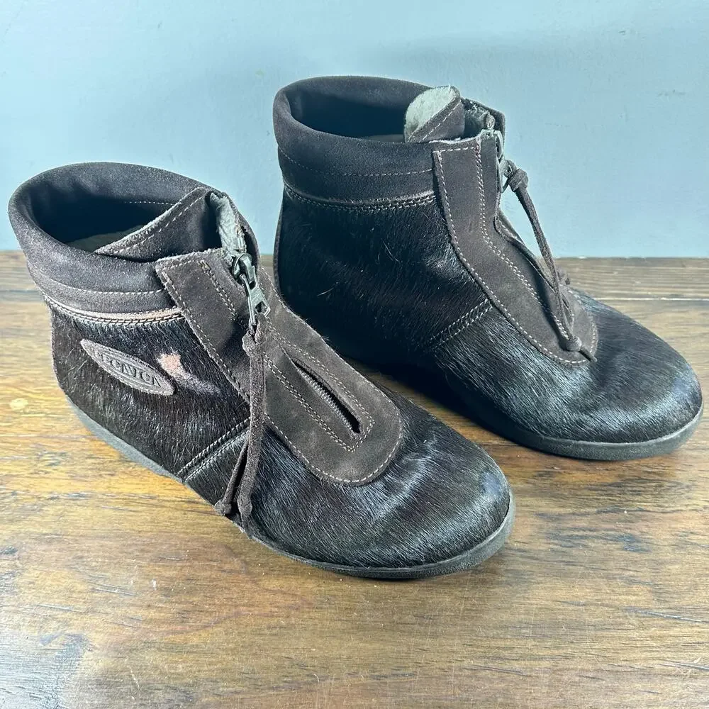 TECNICA Apres‎ Ski Brown Cow Hair booties Woman's 38 Outdoor Hiking